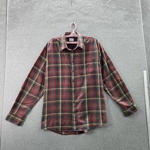 Viyella Men Button Up Shirt XL Red Patrick James Cotton Wool Plaid Flannel